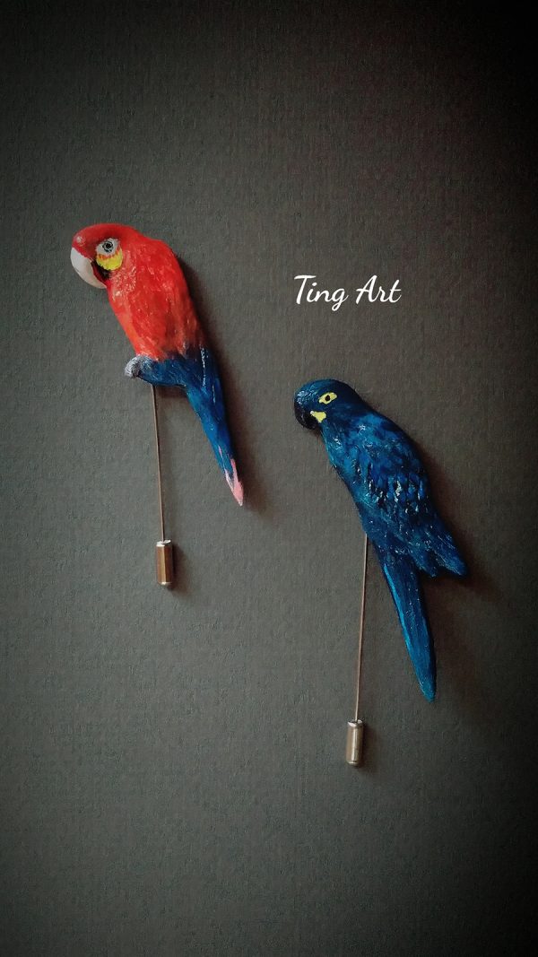 Macaw handmade brooches｜ 金剛鸚鵡別針（2枚）：圖片 2