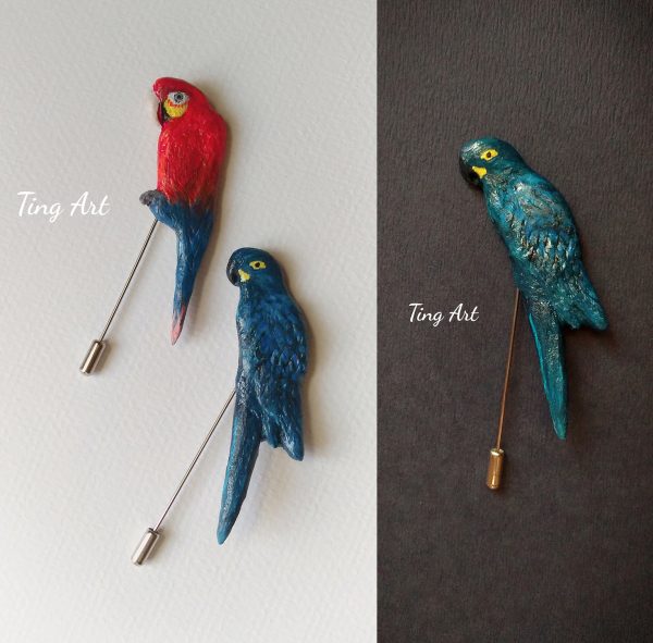 Macaw handmade brooches｜ 金剛鸚鵡別針（2枚）