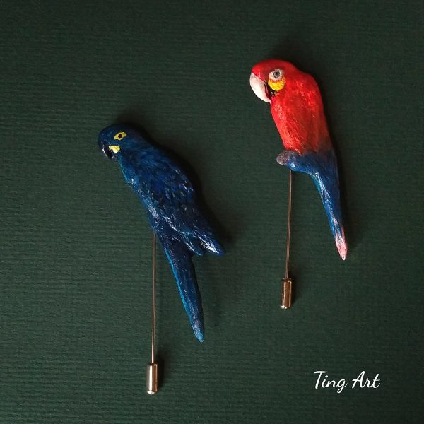 Macaw handmade brooches｜ 金剛鸚鵡別針（2枚）：圖片 4