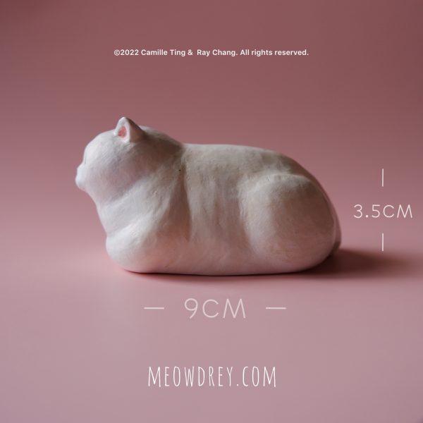 雙瞳白貓雕塑桌面擺件 cat sculpture｜ 喵黛麗原創手作貓咪雕塑桌面擺件：圖片 7
