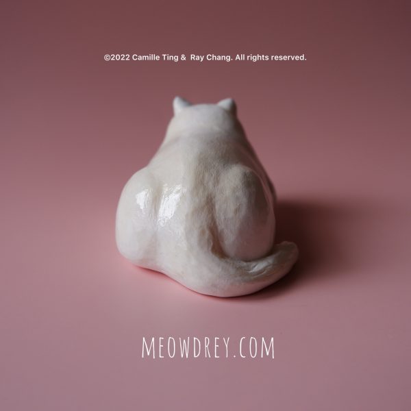雙瞳白貓雕塑桌面擺件 cat sculpture｜ 喵黛麗原創手作貓咪雕塑桌面擺件：圖片 8
