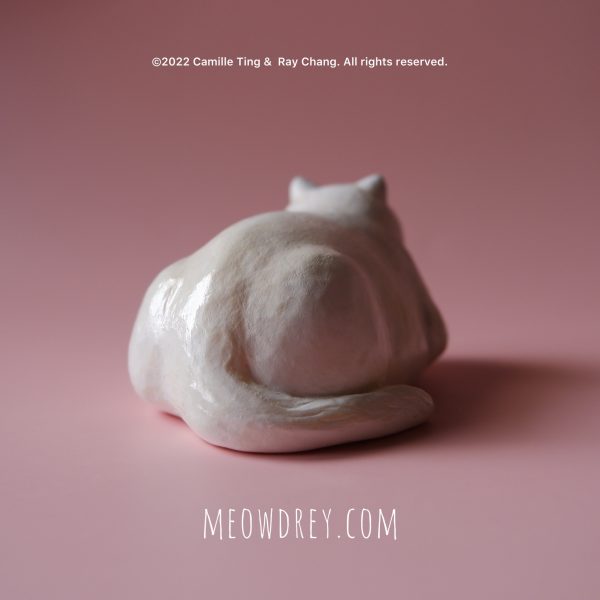 雙瞳白貓雕塑桌面擺件 cat sculpture｜ 喵黛麗原創手作貓咪雕塑桌面擺件：圖片 9