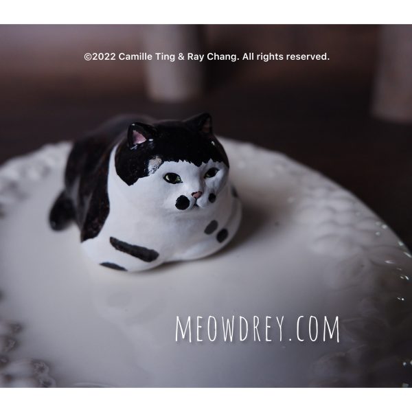 喵黛麗雕塑桌面擺件｜可預訂Meowdrey Hepburn sculpture｜Tuxedo Cat - Camille Ting：圖片 2