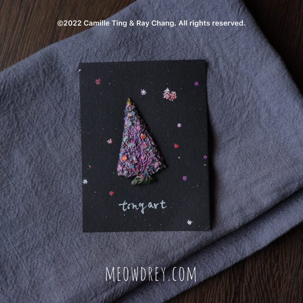 紫色聖誕樹手作別針 Purple Christmas Tree handmade brooch - rAe