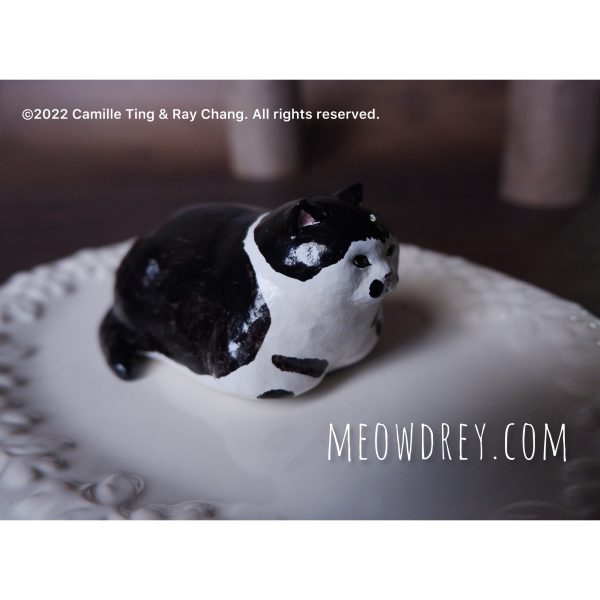 喵黛麗雕塑桌面擺件｜可預訂Meowdrey Hepburn sculpture｜Tuxedo Cat - Camille Ting：圖片 5