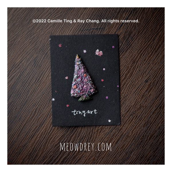紫色聖誕樹手作別針 Purple Christmas Tree handmade brooch - rAe：圖片 2