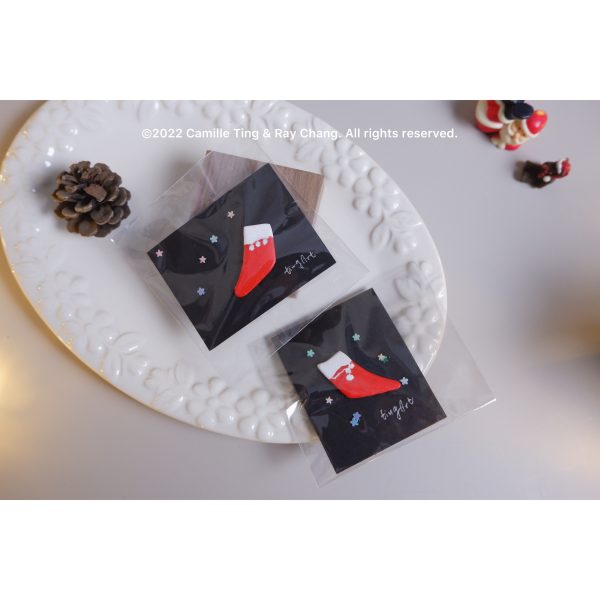 手作聖誕襪別針（一組2枚）Handmade Christmas Stockings Brooches - rAe：圖片 3