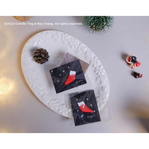 手作聖誕襪別針（一組2枚）Handmade Christmas Stockings Brooches - rAe