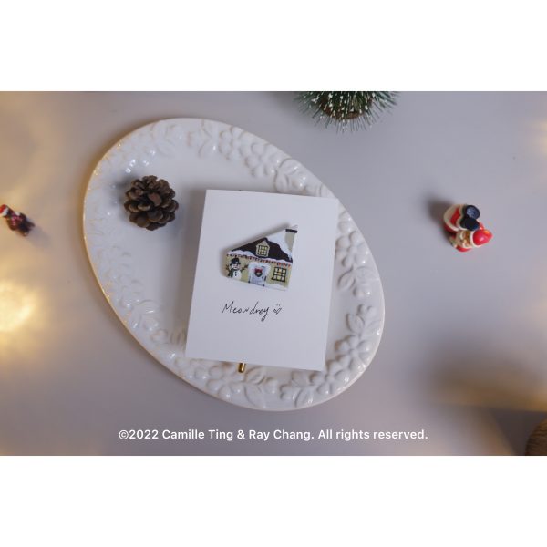 奶油氛圍聖誕小屋 Creamy Christmas House Handmade Brooch - rAe
