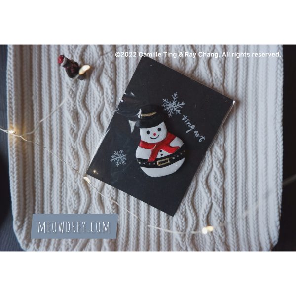 手作皮帶雪人別針 Snowman Brooch - rAe