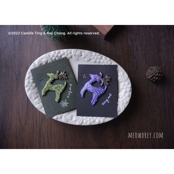 ?馴鹿別針（2枚）Reindeers｜handmade brooches｜rAe
